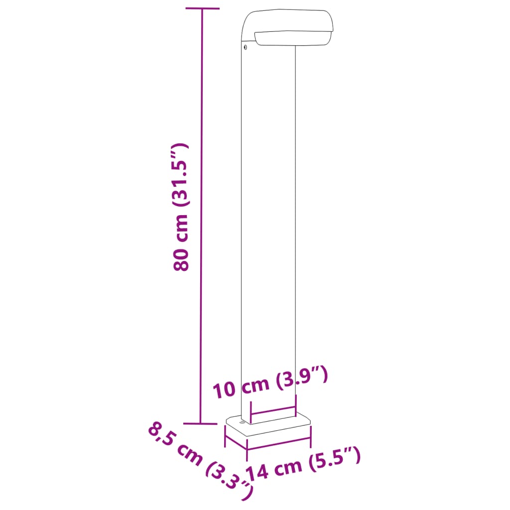 Utomhusgolvlampor 3st svart 80 cm gjuten aluminium