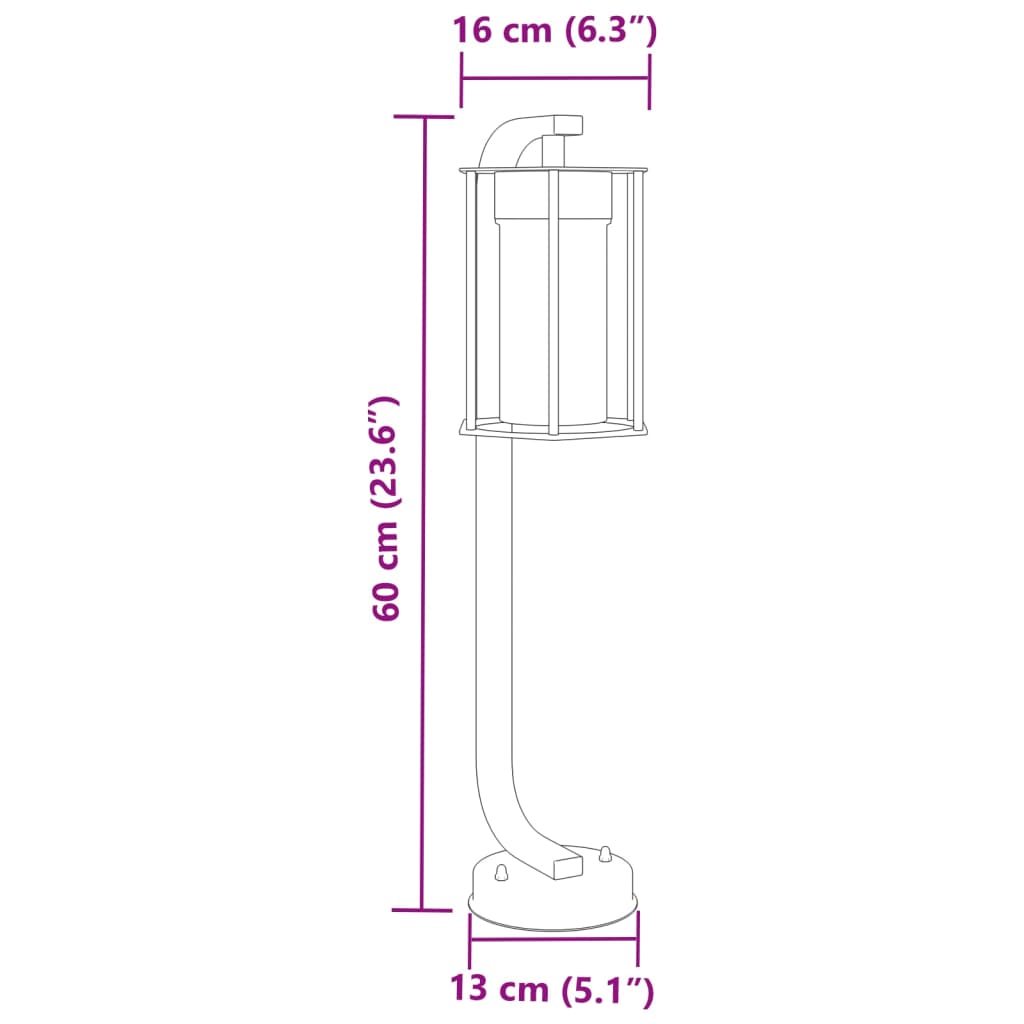 Utomhusgolvlampor 3 st svart 60 cm rostfritt stål