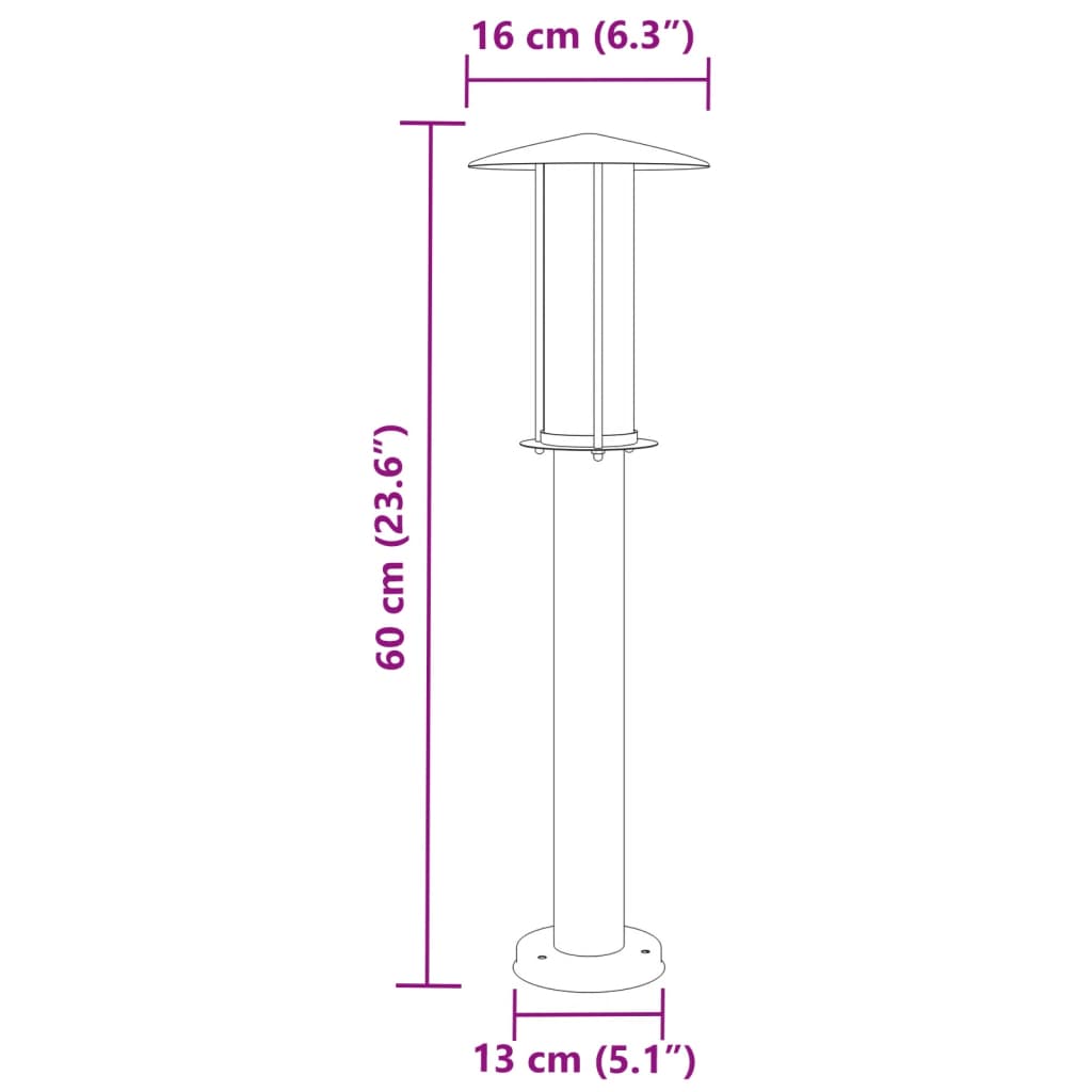 Utomhusgolvlampor 3 st silver 60 cm rostfritt stål