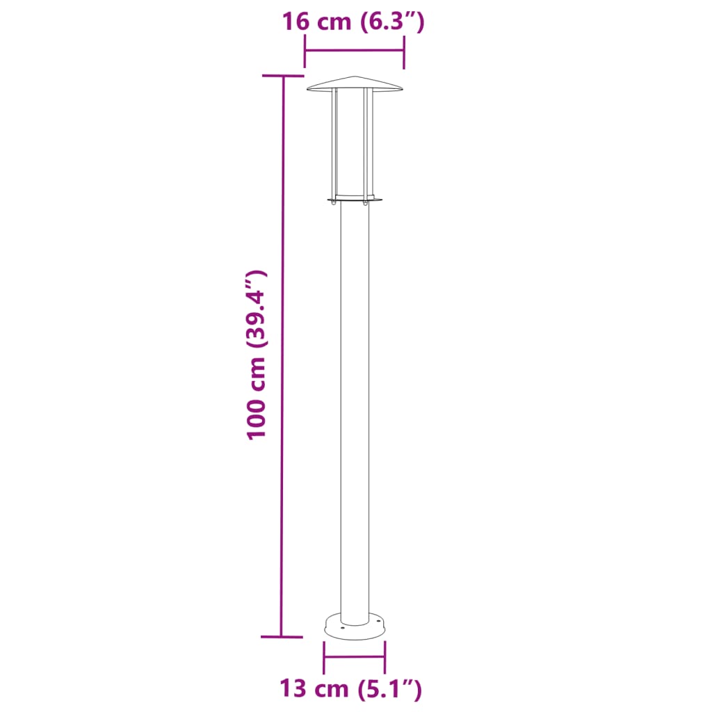 Utomhusgolvlampor 3 st silver 100 cm rostfritt stål