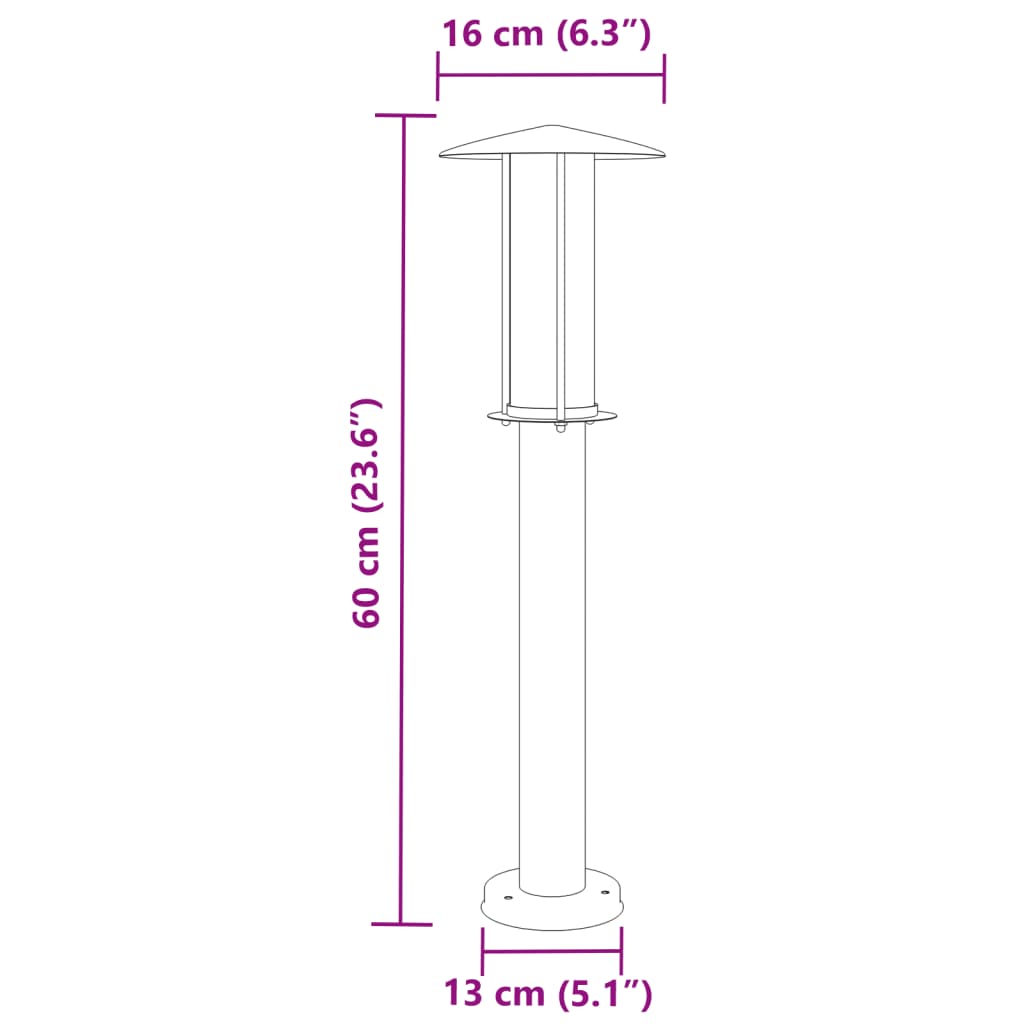 Utomhusgolvlampor 3 st svart 60 cm rostfritt stål