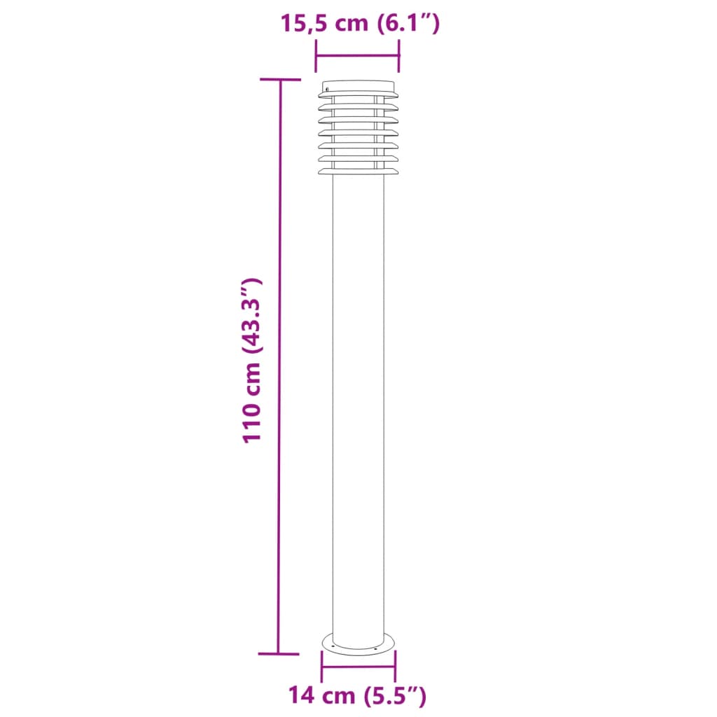 Utomhusgolvlampor 3 st silver 110 cm rostfritt stål