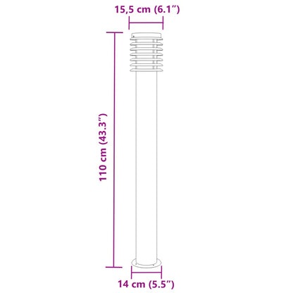 Utomhusgolvlampor 3 st svart 110 cm rostfritt stål