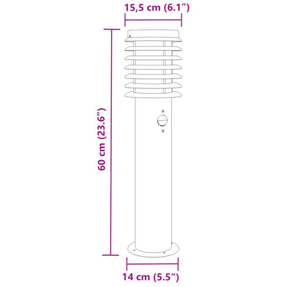 Utomhusgolvlampor med sensorer 3 st silver 60 cm rostfritt stål