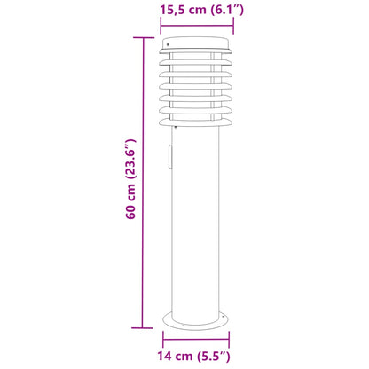 Utomhusgolvlampor med eluttag 3 st silver 60 cm rostfritt stål