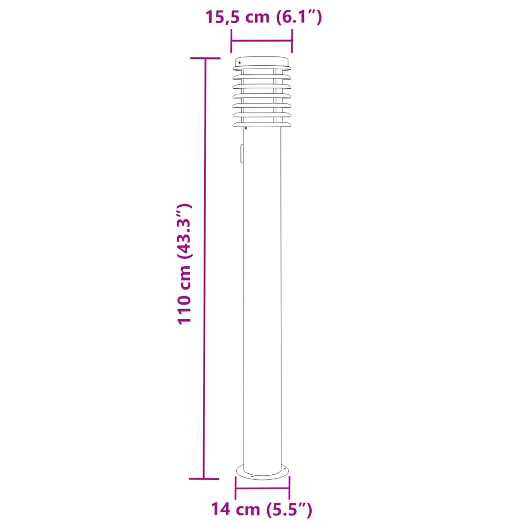 Utomhusgolvlampor med eluttag 3 st silver 110 cm rostfritt stål