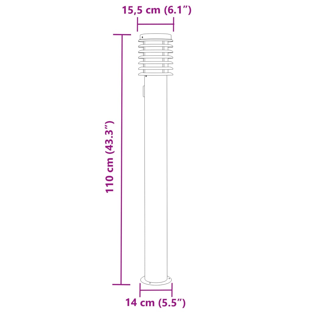 Utomhusgolvlampa med eluttag svart 110 cm rostfritt stål