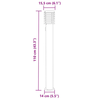 Utomhusgolvlampa med eluttag svart 110 cm rostfritt stål