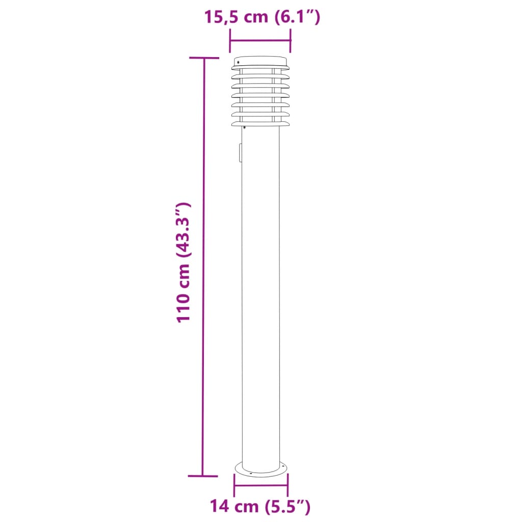 Utomhusgolvlampor med eluttag 3 st svart 110 cm rostfritt stål