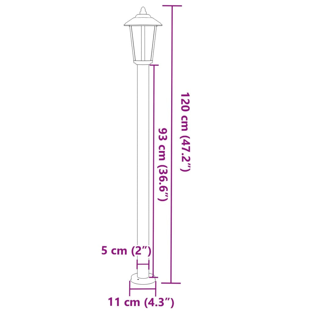 Utomhusgolvlampor 3 st svart 120 cm rostfritt stål