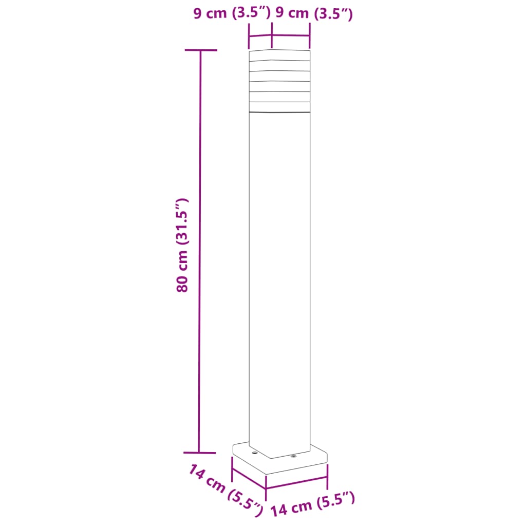 Utomhusgolvlampor 3st svart 80 cm aluminium