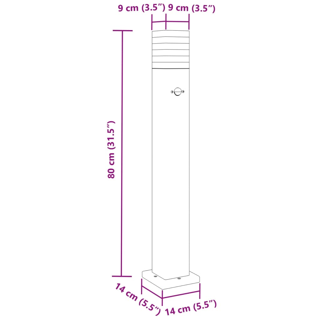 Utomhusgolvlampa med sensor svart 80 cm aluminium