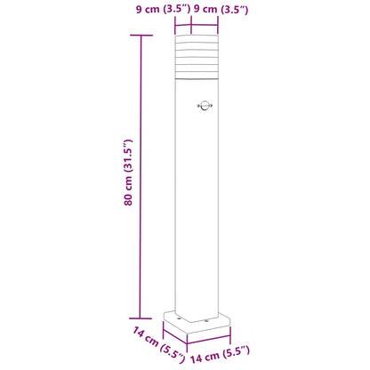 Utomhusgolvlampa med sensor svart 80 cm aluminium