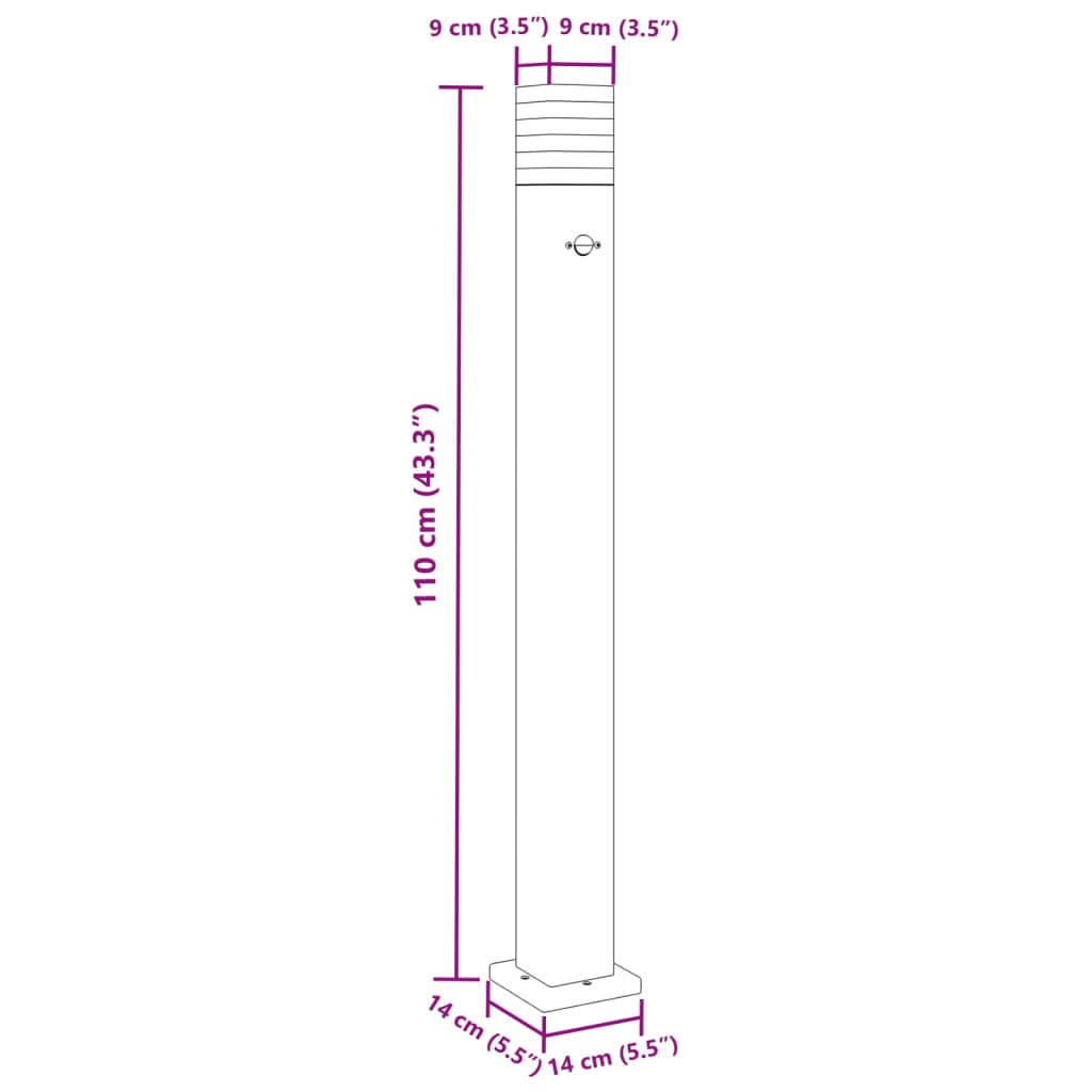 Utomhusgolvlampa med sensor svart 110 cm aluminium