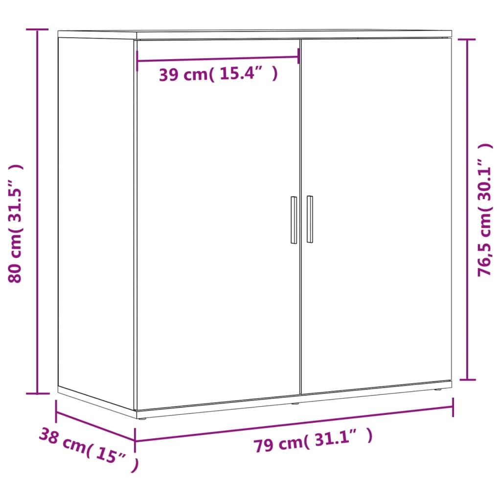 Skänkar 2 st brun ek 79x38x80 cm konstruerat trä