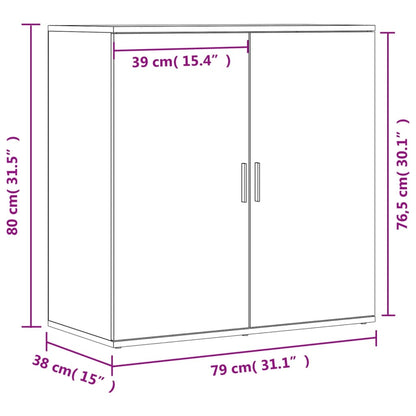 Skänkar 2 st brun ek 79x38x80 cm konstruerat trä