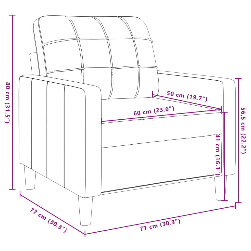 Fåtölj Rosa 60 cm sammet