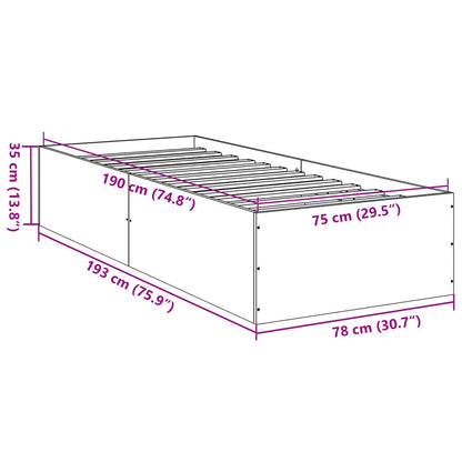 Sängram vit 75x190 cm konstruerat trä