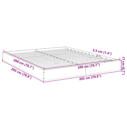 Sängram utan madrass brun ek 200x200 cm konstruerat trä