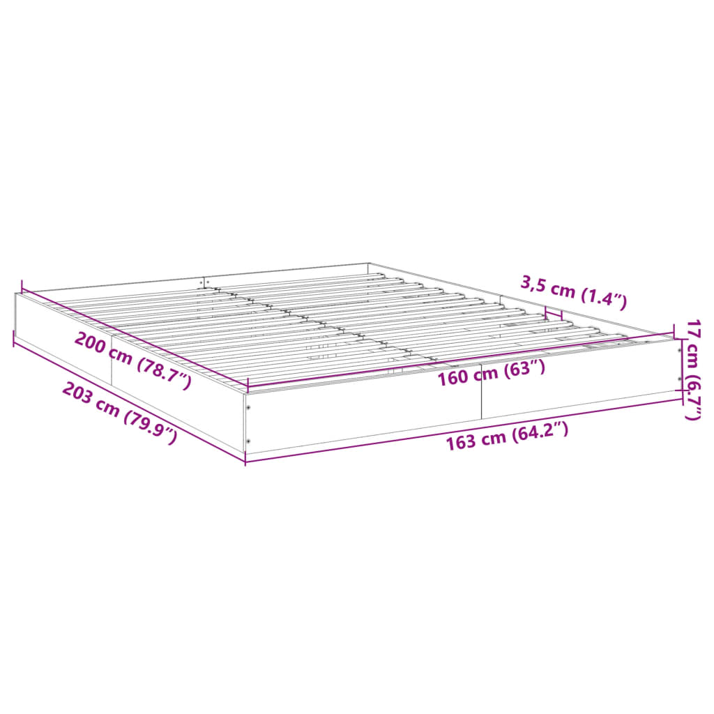 Sängram utan madrass vit 160x200cm konstruerat trä