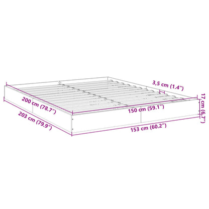 Sängram utan madrass rökfärgad ek 150x200 cm konstruerad trä