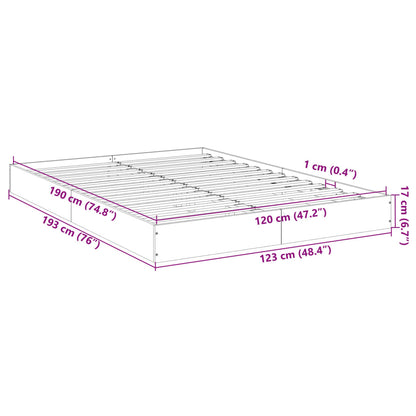 Sängram utan madrass rökfärgad ek 120x190 cm konstruerad trä