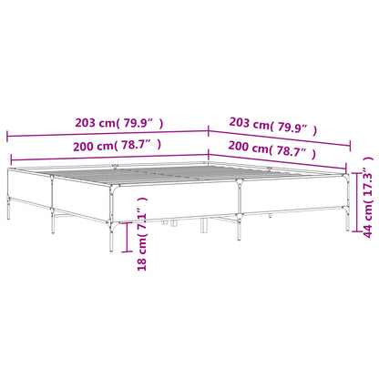 Sängram brun ek 200x200 cm konstruerat trä och metall