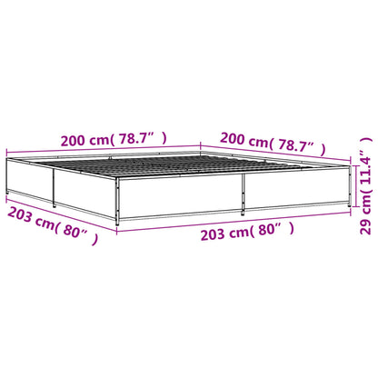 Sängram rökfärgad ek 200x200 cm konstruerat trä och metall