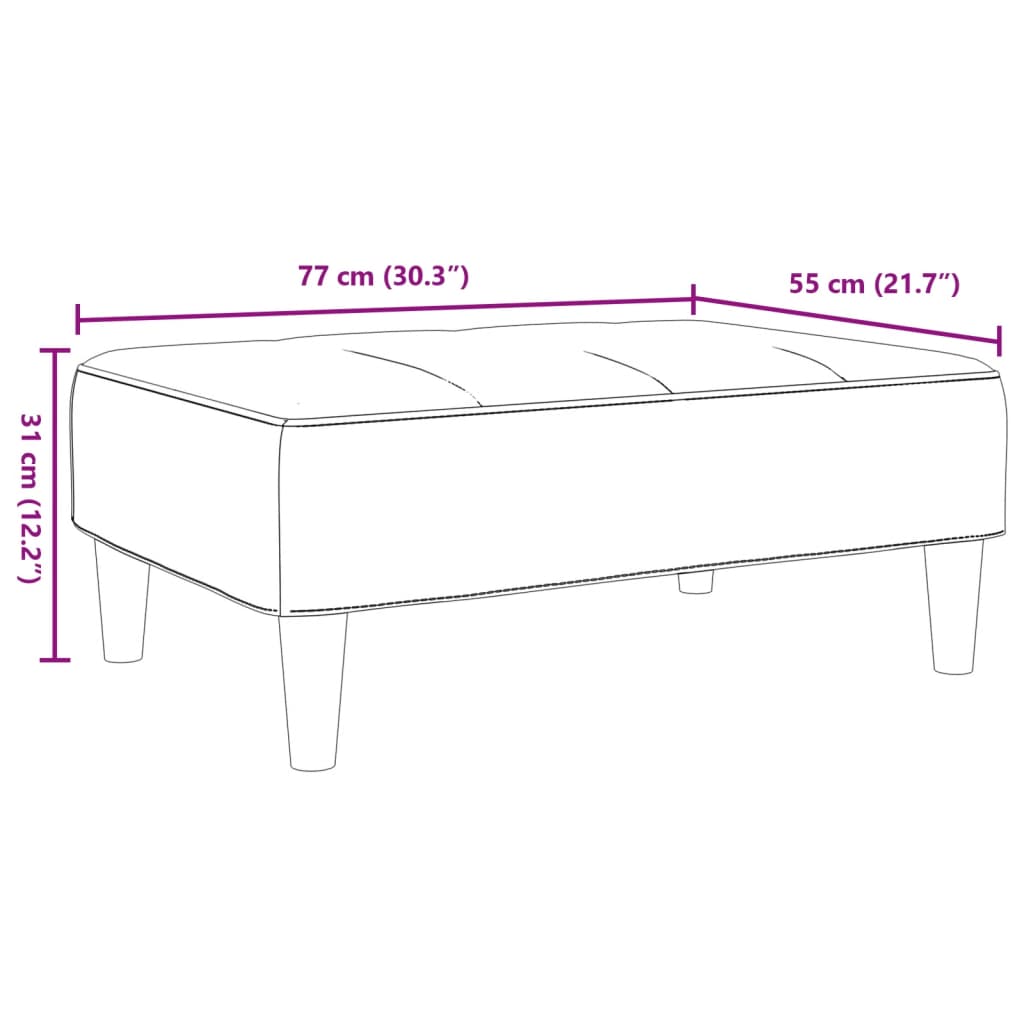 Fotpall Ljusgrå 77x55x31 cm tyg