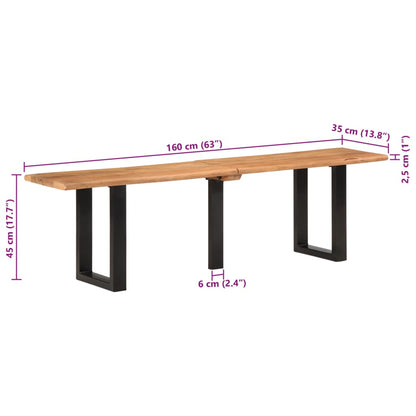 Bänk 160 cm massivt akaciaträ och stål