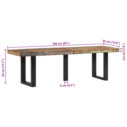 Bänk 160 cm massivt återvunnet trä och stål