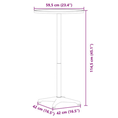 Barbord för trädgården höjdjusterbar Ø59,5x70/114,5cm aluminium