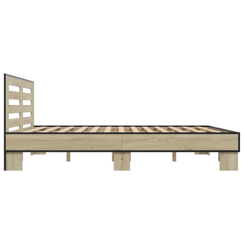 Sängram sonoma-ek 200x200 cm konstruerat trä och metall