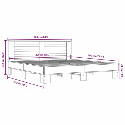 Sängram sonoma-ek 200x200 cm konstruerat trä och metall