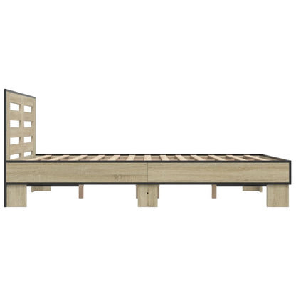 Sängram sonoma-ek 135x190 cm konstruerat trä och metall