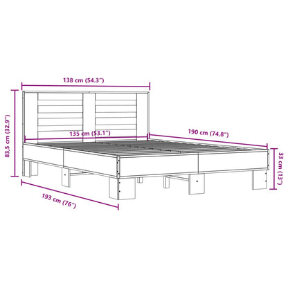 Sängram sonoma-ek 135x190 cm konstruerat trä och metall