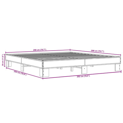 Sängram brun ek 200x200 cm konstruerat trä och metall