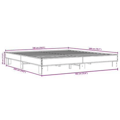 Sängram sonoma-ek 180x200 cm konstruerat trä och metall