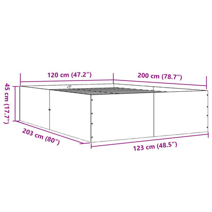 Sängram betonggrå 120x200 cm konstruerad trä