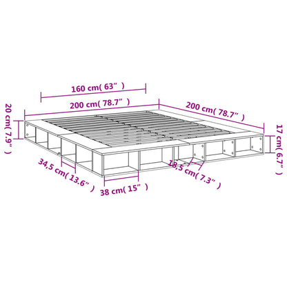 Sängram sonoma-ek 200x200 cm konstruerat trä