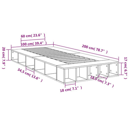 Sängram betonggrå 100x200 cm konstruerad trä