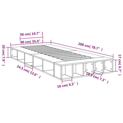 Sängram vit 90x200 cm konstruerat trä