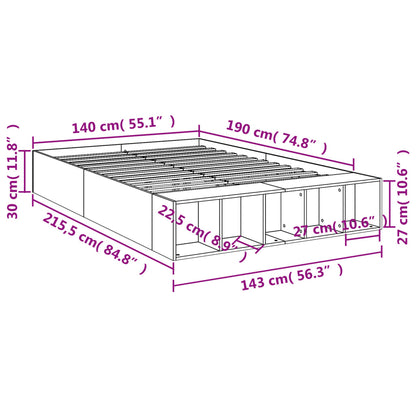 Sängram vit 140x190 cm konstruerat trä