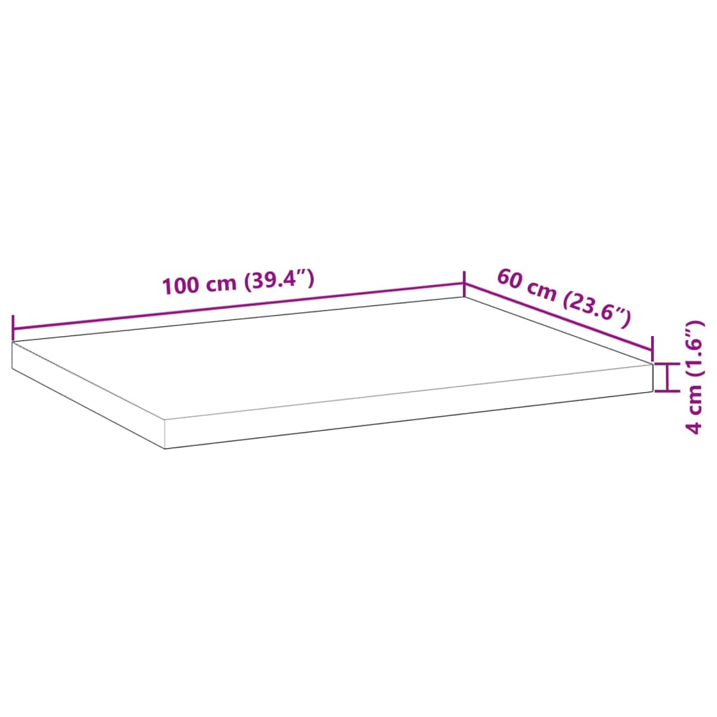 Bordsskiva obehandlad 100x60x4 cm massivt akaciaträ