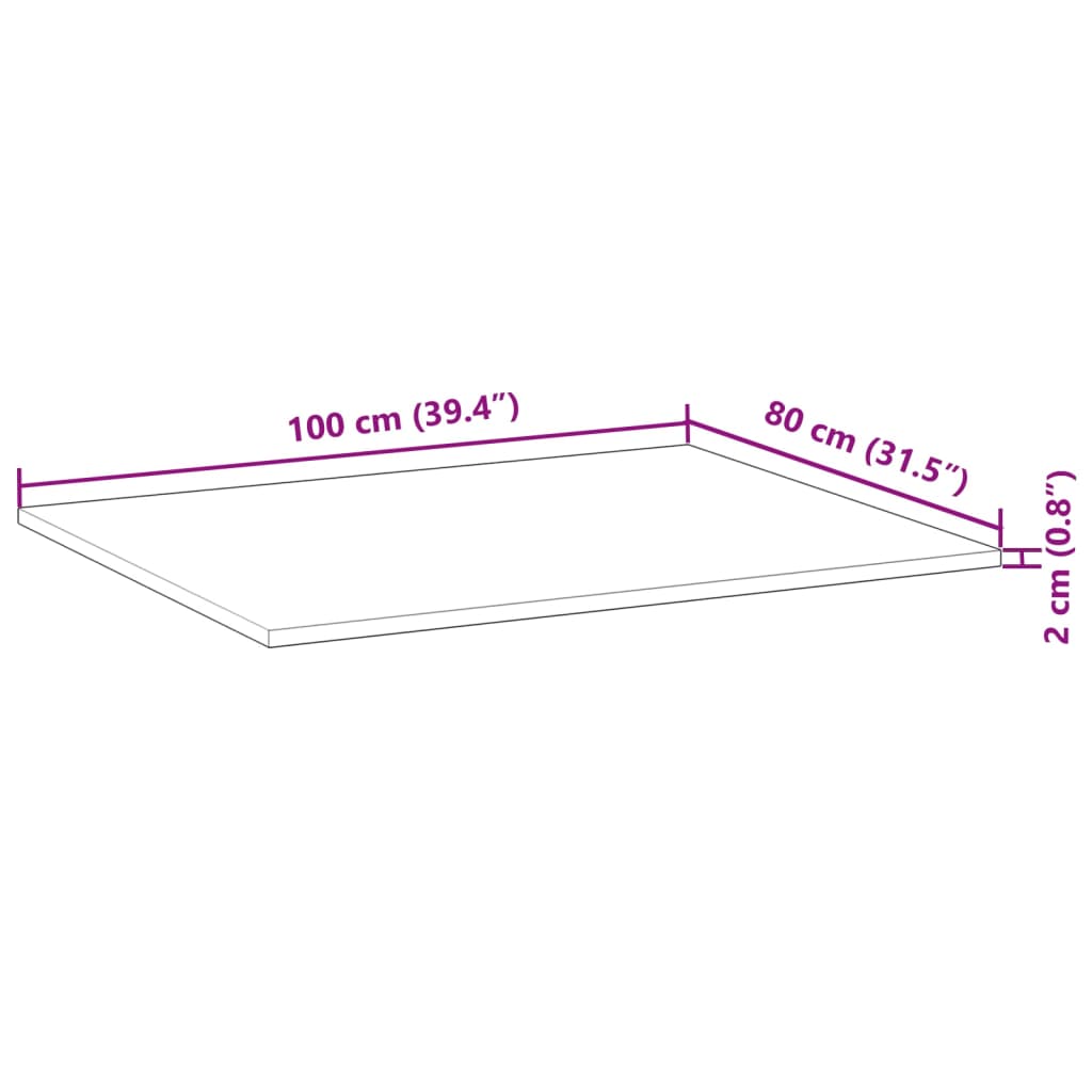 Bordsskiva behandlad 100x80x2 cm massivt akaciaträ