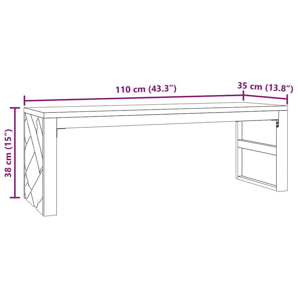 Soffbord 110x35x38 cm massiv teak