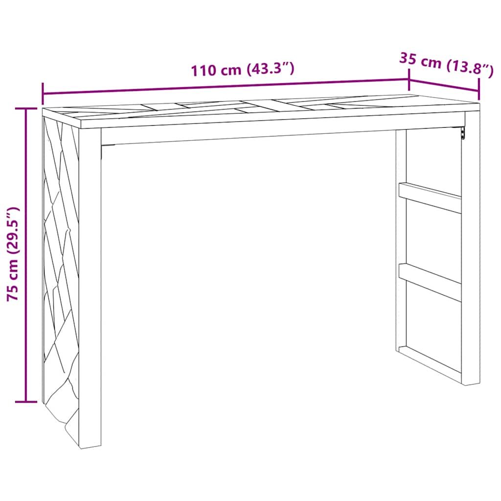 Avlastningsbord 110x35x75 cm massiv teak