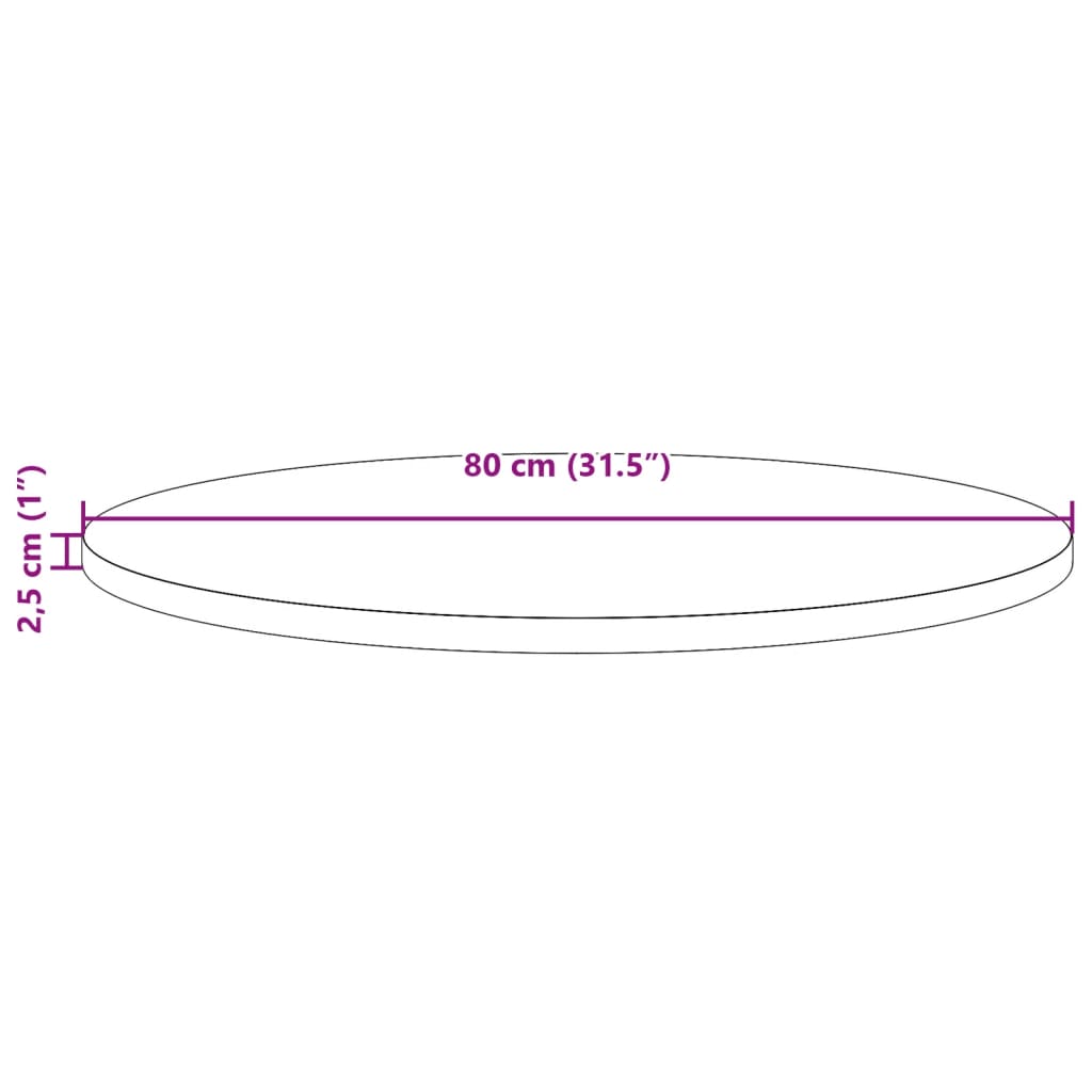 Bordsskiva rund vaxad brun Ø80x2,5 cm massiv furu