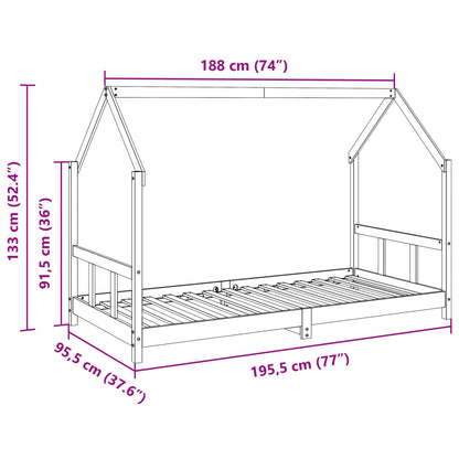 Barnsäng vaxad brun 90x190 cm massiv furu