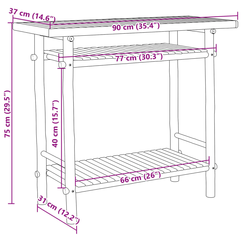 Konsolbord 90x37x75 cm bambu